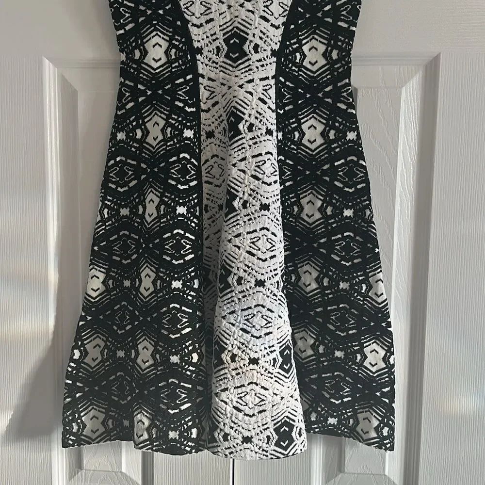 Parker Women’s Black & White Jacquard Fit & Flare Cocktail Holiday Dress Size XS - Picture 3 of 7